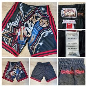 Mitchell & Ness Philadelphia 76ers Big Face Shorts 7.0 Blk Swingman HWC 2023 EUC